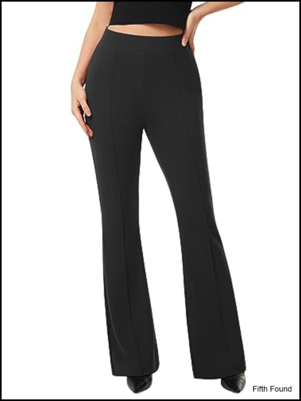 High Rise Flare Dress Pants Pull On Stretchy Business Casual Slacks Pockets